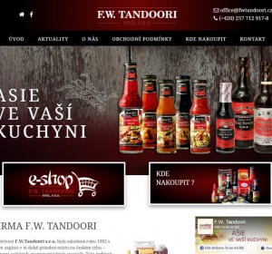 F.W. Tandoori   →<p>Nový web F. W. Tandoori s.r.o. prodejce asijských gastronomických specialit. Tato rodinná a ryze česká společnost...  